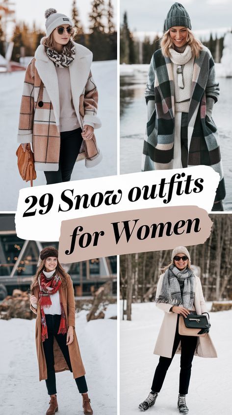 Winter Outfits Trip Cold Weather, Women’s Winter Outfits For Snow, Colorado In December Outfits, Winter Snow Looks For Women, Cold Snow Outfits, Winter Outfits For Snowy Weather, Winter Colorado Outfits Women, Outfit With Snow Boots, Snow Outfit Inspo Women