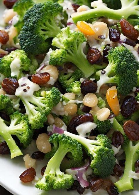 Broccoli Raisin Salad, Broccoli Salad With Raisins, Raisin Salad, Kachumber Salad, Homemade Spaghetti Sauce Recipe, Delicious Broccoli, Keto Broccoli Cheese Soup, Homemade Appetizer, Ground Beef And Potatoes