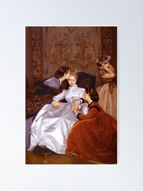 "The Hesitant Fiancée by Auguste Toulmouche" Poster by EtherealAmour | Redbubble The Reluctant Bride, Auguste Toulmouche, Reluctant Bride, Emile Zola, Victorian Paintings, Wedding Stickers, Love Stickers, Girl Stickers, Aesthetic Stickers