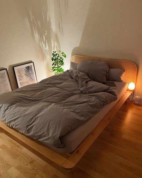 Low Bed Frame Wood, Low To Floor Bed Frame, Low Japanese Bed, Wooden Low Bed Frame, Low Rise Bed Frame, Low Bed Platform, Minimalistic Bed Frame, Low Bed Frame Aesthetic, Corner Bed Frame Ideas