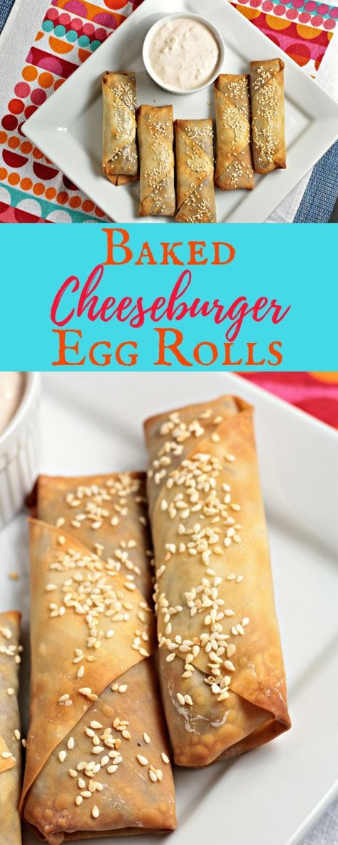 Baked Cheeseburger, Cheeseburger Egg Rolls, Baked Wontons, Wonton Wrapper Recipes, Wonton Recipes, Egg Roll Wrappers, Egg Roll Recipes, Wonton Wrappers, Sweet Pickles