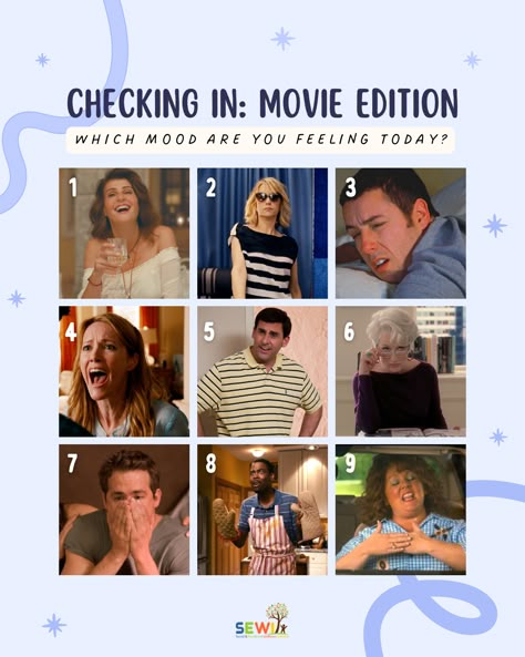 Sometimes, the characters in our favorite films just ✨get it✨. We hope that this emotional check-in helps to provide you with a brief moment of humor, self-awareness, and joy.   Send this cinema-inspired mood meter to someone you want to check in on! 🎞️  #SEWI #MoodMeter #EmotionalCheckIn #SEL #SocialEmotionalLearning Meme Mood Check In, Sel Check In Pictures, Sel Check In Scale, How Are You Feeling Today Funny, Mood Check In, On A Scale Of How Are You Feeling, How Are You Feeling Today, Mood Scale, Restorative Circles