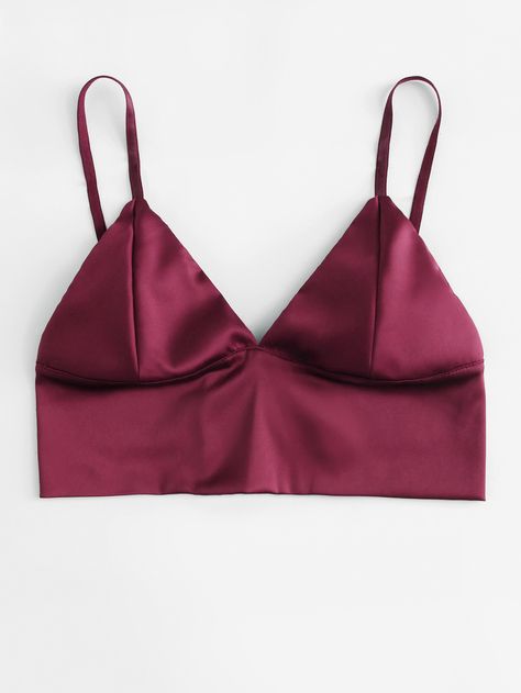 Shop Satin Longline Bralette online. SheIn offers Satin Longline Bralette & more to fit your fashionable needs. Satin Bras, Satin Bra Sets, Satin Triangle Crop Top, Pink Satin Bra Set, Green Satin Top, Burgundy Bra, Satin Bralette, Satin Bra, Bralette Pattern