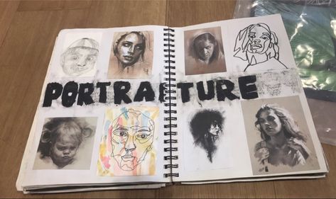 Portrait And Identity Title Page, Portraiture Title Page, Identity Art Gcse Title Page, Gcse Art Artist Research Page Grade 9, Artist Research Page Gcse Portraits, Portraiture Art Gcse Title Page, A Level Art Portraiture Sketchbook Pages, Art Coursework, Gcse Art Sketchbook