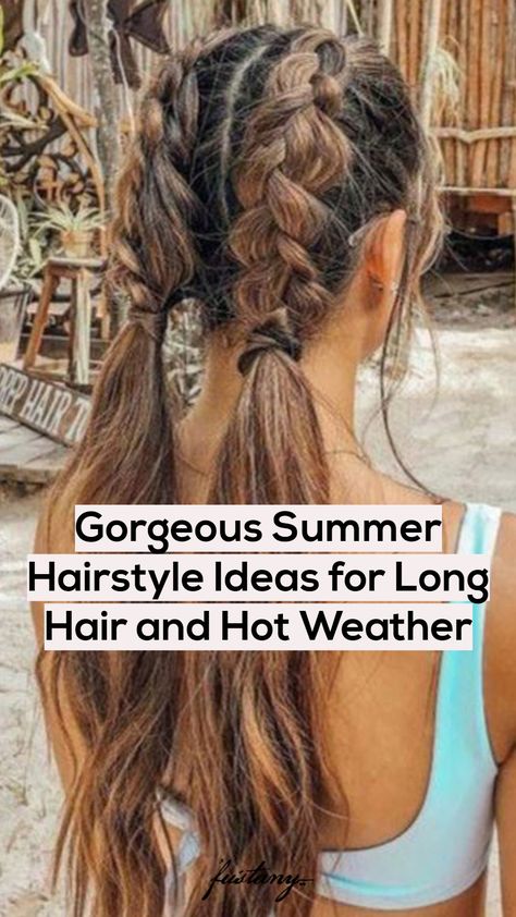 Braids For Humid Weather, Hot Weather Long Hairstyles, Long Hair Hot Weather Hairstyles, How To Style Hair In Humid Weather, Cute Hair For Hot Weather, Hairstyles For Long Hair In Humidity, Long Hair Styles For Hot Weather, Hair Styles For Humidity, Hairstyle Hot Weather