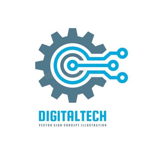 Digital tech - vector business logo template concept illustration. Gear electron , #Ad, #template, #logo, #illustration, #concept, #tech #ad Cyberpunk Romance, Technical Logo, Technology Symbol, Technology Images, Cog Wheel, Data Logo, Factory Logo, Technology Posters, Emblem Design