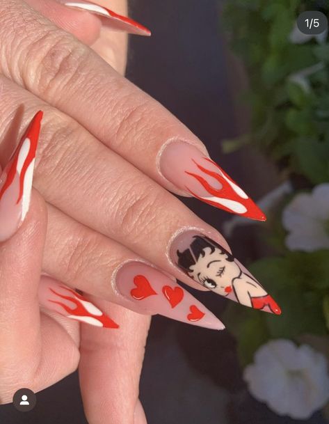 #nails #nailart #nailsofinstagram #u #manicure #beauty #nailsoftheday #gelnails #nail #nailsonfleek #nailsart #nailstagram #nailstyle #instanails #naildesign #nailsdesign #acrylicnails #naildesigns #nailtech #inspire #nailswag #nailpolish #love #nailsnailsnails #nailartist #unhas #gel #as #gelpolish #glitternails Betty Boop Nails Designs, Betty Boop Nail Art, Betty Boop Nails, Fancy Nail Art, Acrylic Nail Set, Ballerina Nails, Heart Nails, Nail Pro, Fancy Nails