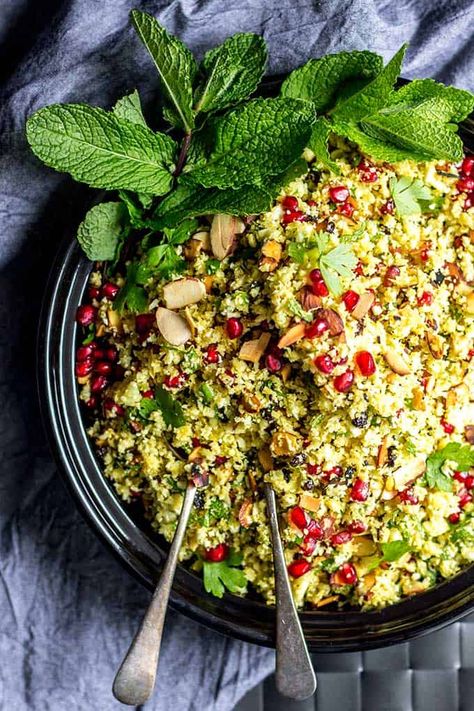 Persian Cauliflower, Persian Spices, Epic Salads, Persian Salad, Cauliflower Couscous, Cauliflowers, Paleo Foods, Pomegranate Salad, Almost Christmas