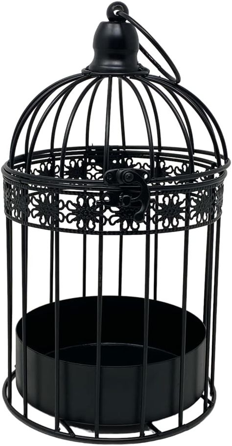 Amazon.com: Decorative Bird Cage Black Metal Round Candle Holder Party Wedding Decor Indoor Outdoor 10.5" : Home & Kitchen Wedding Decor Indoor, Decorative Bird Cage, Family Dinner Party, Round Candle Holder, Round Candle, Hanging Herbs, Artificial Birds, Table Centerpiece Decorations, Round Candles