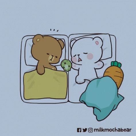 Milk And Mocha Kiss, Milk And Mocha Bear Sleep, Milk And Mocha Bear, Bear Animated, Sleeping Gif, Milk And Mocha, Bear Sketch, Mocha Bear, Bear Drawings