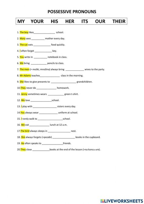 Possessive Pronouns Worksheet For Grade 3, Adjective Pronouns Worksheet, Possesive Pronounce Worksheets, Possessive S Worksheet, Pronouns Worksheet For Grade 3, Posessive Pronouns, Worksheet Pronouns, Possessive Pronouns Activities, Possessive Pronouns Worksheet