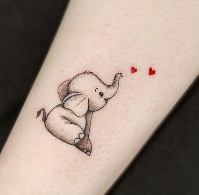 Elephant Tattoos With Trunk Up, Small Elephant Tattoo, Simple Elephant Tattoo, Elephant Tattoo Ideas, Elephant Family Tattoo, Baby Elephant Tattoo, Cute Elephant Tattoo, Animal Tattoos For Women, Elephant Tattoo Design