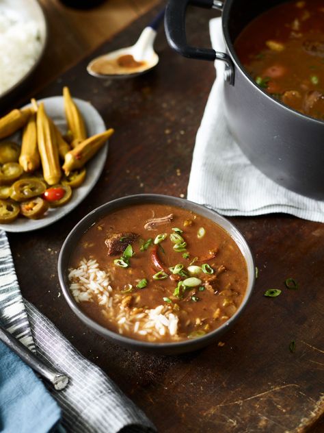 Classic Cajun Beef Gumbo. Check out this recipe and more Texas Favorites at the new beeflovingtexans.com Beef Gumbo Recipe, Gumbo Recipe Crockpot, Cajun Beef, Gumbo Crockpot, Cajun And Creole Recipes, Cajun Gumbo, Pickled Okra, Louisiana Cajun, Cajun Creole Recipes