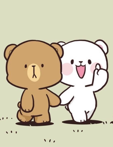 Brown And White Bear Couple, Cute Bear Couple, Milk Bear, Milk Mocha, Mocha Bear, Love Scrapbook, Milk & Mocha, Cute Bear Drawings, Bear Drawing