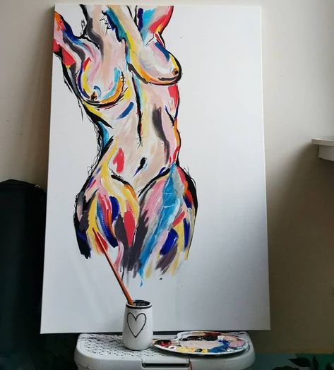 Abstract Women Body Art, Paintings Of Women Bodies, Women Body Acrylic Painting, Body Women Painting, Acryl Painting Naked Woman, Painting Womens Bodies, Painting Naked Body On Canvas Diy, Drawing Of Women Body, Naked Painting Canvas