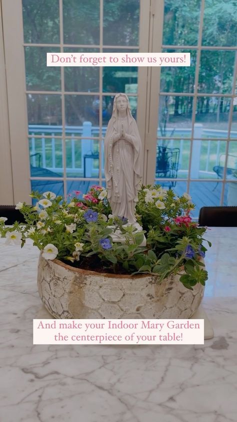 catholiccompany on Instagram: As we enter the month of May, we can honor Our Mother by creating our own indoor Mary garden with some of our beautiful Marian statues.… Mary Garden Ideas, Mary Statue Garden, Marian Grotto, Catholic Garden, Marian Garden, Mary Garden, Indoor Flowering Plants, Mary Statue, Month Of May