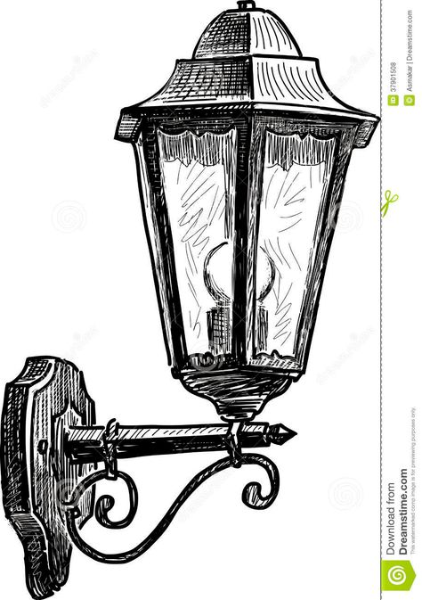 Vintage Street Lamp Drawing, Street Lamp Drawing, Vintage Street Lamp, Lamp Sketch, Lamp Drawing, Lantern Drawing, Paris Drawing, Pencil Drawing Images, Pen Art Drawings