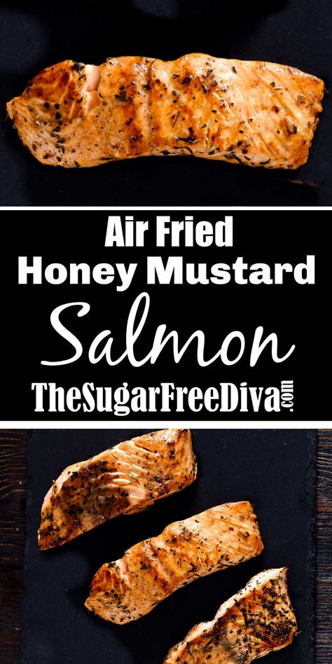 Salmon For Dinner, Air Fried Salmon, Airfry Recipes, Salmon In Air Fryer, Air Fryer Recipes Salmon, Ninja Grill, Honey Mustard Recipes, Honey Mustard Salmon, Keto Seafood