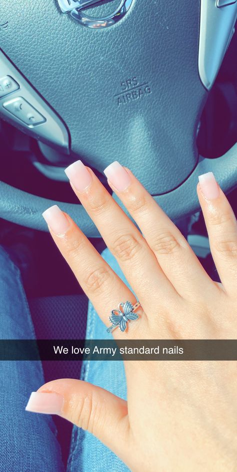 Short Natural Acrylic Nails Square, Short Square French Tip Acrylic Nails, Baddie Short Acrylic Nails, Military Nails, Nails Baddie, Bday Nails, Natural Acrylic Nails, Natural Eyelash Extensions, French Tip Acrylic Nails