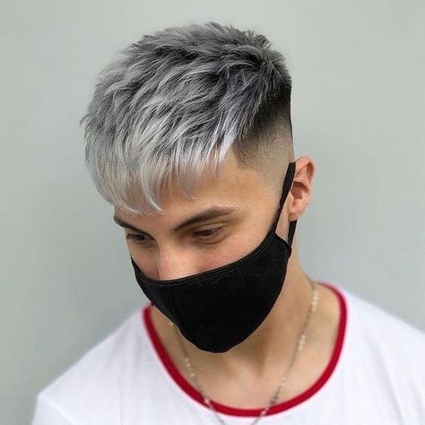 Men Grey Hair, Grey Hair Color Men, Men Hair Color Highlights, Dyed White Hair, Silver Hair Men, White Hair Men, Very Short Hair Men, Bleached Hair Men, Men Blonde Hair