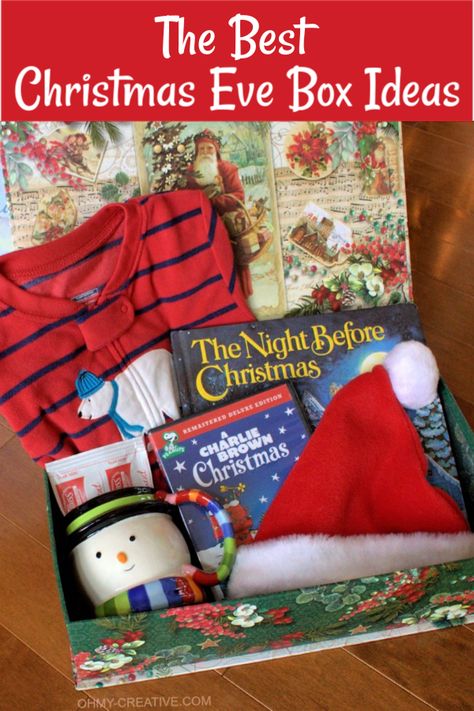 How to Create the Best Christmas Eve Box! Adorable ideas to fill your child's Christmas Eve Box and build the excitement of Santa's arrival! OHMY-CREATIVE.COM #nightbeforechristmasbox #christmasevebox #kidschristmasgift #christmasevetraditions Night Before Christmas Box, Homemade Advent Calendars, Xmas Eve Boxes, Its Christmas Eve, Christmas Eve Traditions, Traditions To Start, Christmas Eve Gift, Ideas Hogar, Night Before Christmas