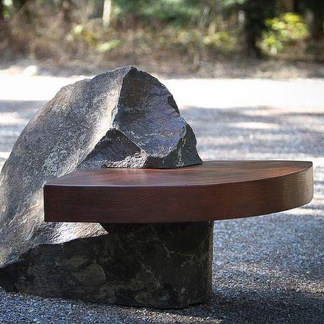 Wood Bench Design, May Art, Coastal Landscaping, Basalt Rock, Basalt Stone, Bench Seats, Stone Bench, Bench Designs, Street Furniture