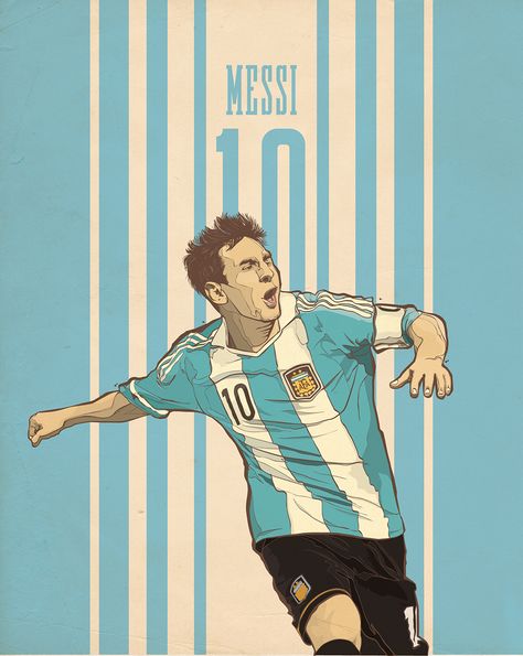 Vintage Illustrations on Behance Argentina Art, Messi Design Graphic, Messi Illustration, Messi Art, Vintage Football Poster, Leo Messi Illustration, Messi Illustration Art, Messi Vector Art, Vintage Soccer Illustration