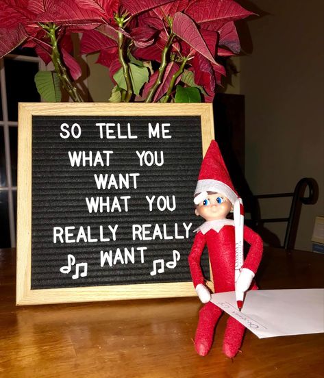 Elf Letter Board Ideas, Be Good Elf On The Shelf Messages, Elf 2024, Elf Stuff, Elf Shenanigans, Elf Ideas Easy, Elf Games, Christmas Gift Games, Elf Letters