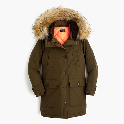 Our warmest coat <i>ever</i>. Featuring a water-resistant fabric that we custom-developed, double the insulation (Thinsulate®—which is used in sleeping bags!—<i>and</i> down filling) and cozy details, like a detachable faux-fur-lined hood and fleece-lined pockets. <a href='https://hello.jcrew.com/2015-11-november/meet-the-nordic-parka'><u>Go behind the design.</u></a> <ul><li>Classic fit.</li><li>Body length: 32 3/4".</li><li>Sleeve length: 31 1/2".</li><li>Hits at midthigh.</li><li>Poly/cot... 11 November, Style Goals, Razzle Dazzle, Sleeping Bags, Christmas 2015, J Crew Men, Snow Jacket, Down Parka, Cool Jackets