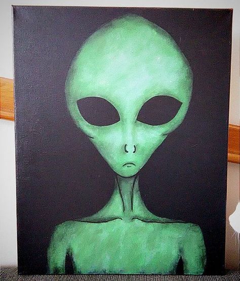 Alien Canvas Painting, Alien Painting, Trippy Painting, Simple Canvas Paintings, Easy Canvas Art, Canvas Drawings, Canvas Painting Designs, Canvas Painting Diy, Alien Art