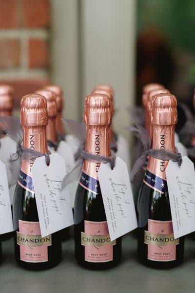 Small Champagne Bottle Favors, Mini Croquembouche, Mini Champagne Bottle Favors, Individual Charcuterie Boards, Pop When She Pops, Small Champagne Bottles, Sophisticated Baby Shower, Mini Prosecco Bottles, Baby Shower Luncheon