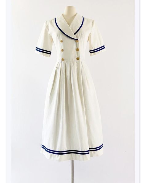 50s Inspired Outfits, Vintage Sailor Dress, October Fashion, Seas The Day, Vintage Sailor, Clueless Outfits, Dress Design Patterns, Modesty Fashion, Sailor Dress