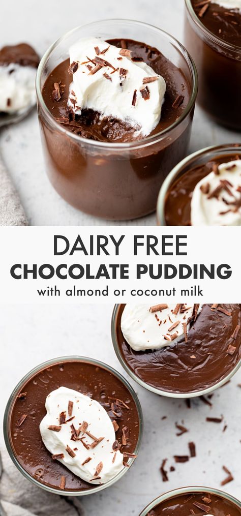 Almond Milk Desserts, Pudding Made With Almond Milk, Dairy Free Chocolate Pudding, Pudding With Almond Milk, Almond Milk Pudding, Milk Pudding Recipe, Coconut Milk Pudding, Pasta Food Recipes, Dairy Free Pudding