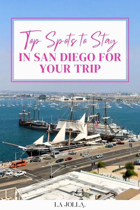 A panoramic view of a harbor showcasing historic sailing ships docked along the waterfront. San Diego Itinerary, San Diego Travel Guide, San Diego Neighborhoods, San Diego Vacation, California Travel Guide, San Diego Travel, Quiet Beach, Us Travel Destinations, Perfect Itinerary