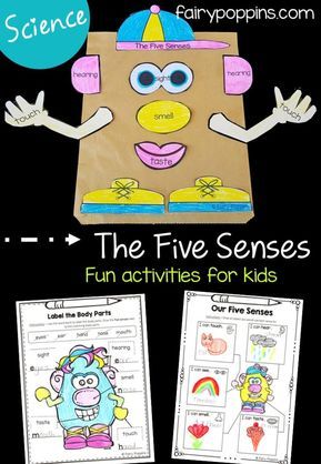 The five senses science worksheets, games and activities - Fairy Poppins Senses Activities For Kids, Senses Kindergarten, Five Senses Kindergarten, 5 Senses Craft, Five Senses Activities, Fairy Poppins, 5 Senses Preschool, Five Senses Preschool, 5 Senses Activities