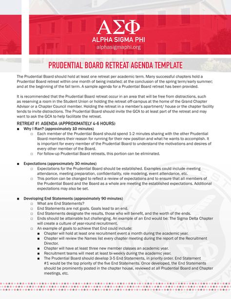 Prudential Board Retreat Agenda - How to create a Prudential Board Retreat Agenda? Download this Prudential Board Retreat Agenda template now! Alpha Sigma Phi, Agenda Template, Business Template