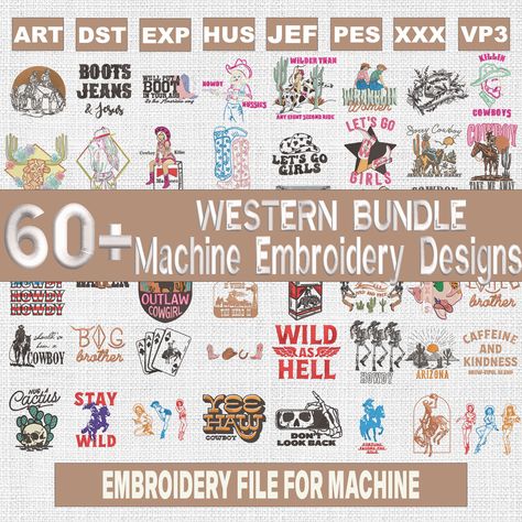 60+ western embroidery designs, bundle western embroidery pattern, cowboy embroidery files trendy, redeo designs, cowgirl machine designs by Linhcraftshop on Etsy Western Embroidery Designs, Cowboy Embroidery, Western Embroidery, Machine Design, Vinyl Designs, Embroidery Pattern, Embroidery Files, Embroidery Machine, Design Bundles