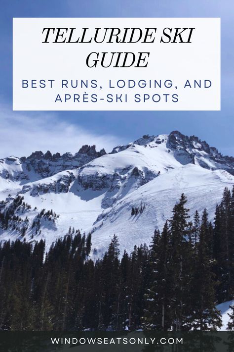 Dreaming of a Telluride ski getaway? This Telluride Ski Guide has you covered. From the best runs to where to stay and top après-ski spots, start planning your ultimate ski trip now! #Telluride #SkiTrip #SkiGuide Telluride Ski Resort, Private Flights, Best Ski Resorts, Window Seats, Ski Town, Ski Vacation, Ski Season, Mountain Village, Off The Beaten Path