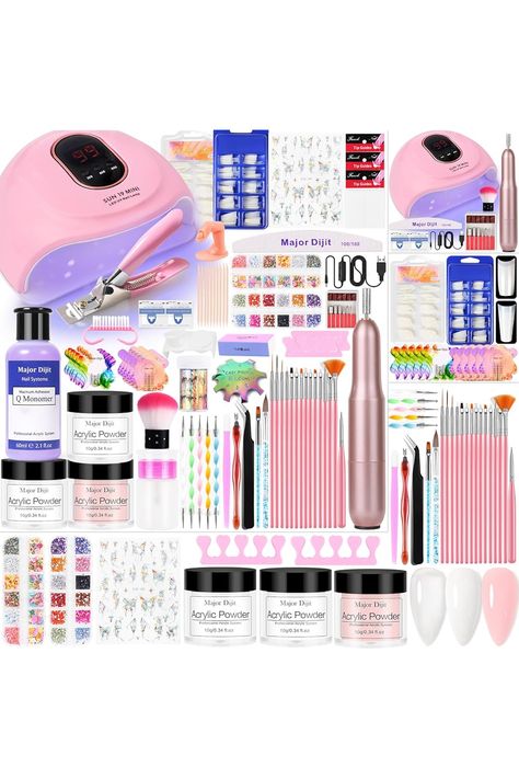 Acrylic Nail Kitâ€“Starter Nails Kit Acrylic Set Acrylic Powder &amp; Liquid with Nail Drill U V Light Professional Acrylic with Everything for Beginners Acrylic Nail Set (Clear/White/Nude) Starter Nail Kit, Starter Nails, Nails Kit, Acrylic Nail Set, Acrylic Nail Kit, Acrylic Set, Acrylic Powder, Clear White, Nail Drill