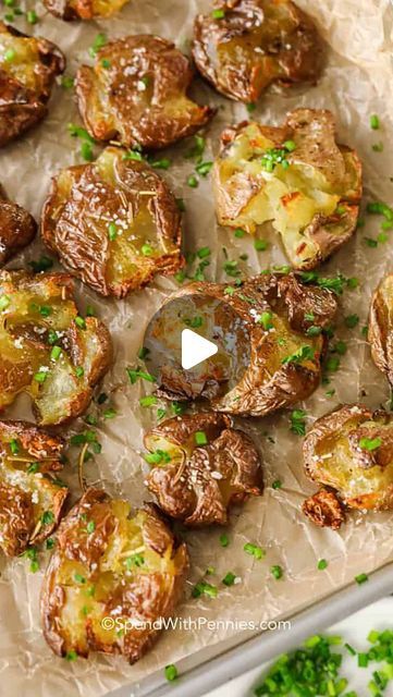 Holly Nilsson SpendWithPennies on Instagram: "Crispy outside, fluffy inside - these smashed potatoes are an absolute hit for any meal. Easy, delicious, and versatile enough to be made in the air fryer too! Once you try them, you’ll crave these crispy potatoes non-stop!😍🥔

To get the full recipe sent to your DMs comment POTATOES below.

https://www.spendwithpennies.com/ovenroasted-rosemary-smashed-potatoes/

#spendwithpennies #smashedpotatoes #potatoes #sidedish #crispy" Smash Potatoes Recipe, Smashed Potatoes Baked, Crispy Baked Potatoes, Smashed Potatoes Recipe, Crispy Smashed Potatoes, Spend With Pennies, Recipes Sides, Dipping Sauces, Smashed Potatoes