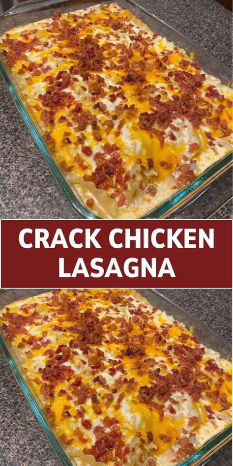 A twist on traditional lasagna, featuring layers of lasagna noodles, a creamy chicken mixture with cheese and bacon, and a rich bechamel sauce. Chicken With Lasagna Noodles, Chicken Bacon Lasagna, Bbq Chicken Lasagna, Lasagna Recipe With Alfredo Sauce, Recipe With Lasagna Noodles, Different Lasagna Recipes, Chicken Lasagna Recipe Easy, Lasagna With Chicken, Creamy Chicken Lasagna