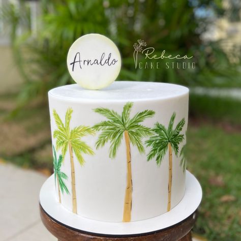 Palm Tree Birthday Party Ideas, Palm Tree Cake Decoration, Palm Tree Wedding Cake, Palm Tree Cake Ideas, Palm Tree Birthday Cake, Box Dulces, Palm Tree Cake, Palm Tree Cakes, Palm Springs Pool Party