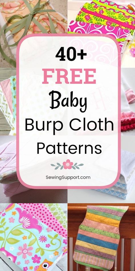 Baby DIY Project: 40+ Free Baby Burp Cloth patterns, tutorials, and diy sewing projects. Make your own homemade burp cloths & rags with these easy to sew ideas. Great diy baby shower gift. Great easy beginner sewing project. #SewingSupport #Baby #Diy #Sewing #BurpCloth #Project #Pattern Homemade Burp Cloths, Burp Cloth Pattern, Burp Cloth Tutorial, Burp Cloth Patterns, Burp Cloths Diy, Cloth Patterns, Burp Clothes, Baby Diy Projects, Cloth Diy