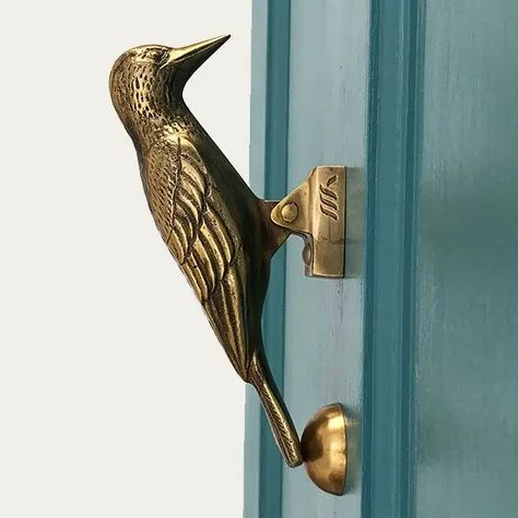 Fun Door Knockers, Antique Door Knocker, Bird Door Knocker, Woodpecker Door Knocker, Front Door Knocker, Door Knockers Unique, Door Knobs And Knockers, Brass Door Knocker, Woodpeckers