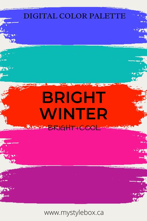 Bright Winter Season Guide: Color Palette & Fashion Tips Winter Season Color Palette, Season Color Palette, Digital Color Palette, Bright Winter Outfits, Clear Winter, Winter Color Palette, Cool Skin Tone, True Winter, Winter T Shirts