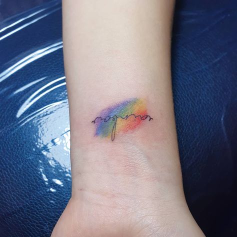 35 Small Rainbow Tattoos in 2021 - Page 6 of 7 - Small Tattoos & Ideas Rainbow Tattoo Ideas, Tattoo Ideas And Meanings, Lgbt Tattoo, Small Tattoos Ideas, Rainbow Tattoo, Pride Tattoo, Rainbow Tattoos, Remembrance Tattoos, Tattoo Background