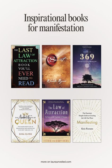 Discover must-read books for self-improvement & books on the Law of Attraction to manifest your desires. Find success books that guide you toward achieving your goals. Check out the best book recommendations. Delve into books on success for strategies and inspiration. Seek lifestyle inspiration through recommended books for beginners. Choose empowering books about manifestation and manifesting books to read for abundance to attract prosperity into your life. Books On Law Of Attraction, Books On Manifestation, Manifesting Books, Manifestation Books, Dream Lifestyle Motivation, Enlightenment Books, Into Books, Books For Beginners, Success Books