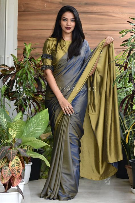 One of our most loved shade! Golden Ink! Cross thread silk sarees are dual shade on one side and have another shade (other than dual shade) on the opposite side of the saree. These are soft and easy to drape. They're semi silk. These are perfect formal wear sarees for office and any occasion. Pair with right blouse and accessories and you're party ready as well. Rs 200, Plain Saree, Social Event, Traditional Attire, Indian Attire, Ootd Style, Social Events, Over It, Blouse Piece