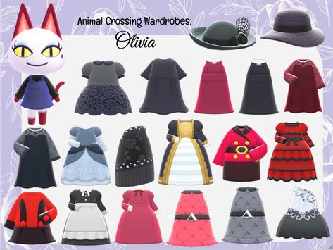 Original comp :3 Acnh Olivia, Olivia Animal Crossing, Gift Guide Acnh, Character Guide, Hippie Goth, Animal Crossing Characters, Animal Crossing Villagers, Acnh Inspo, Punk Vintage