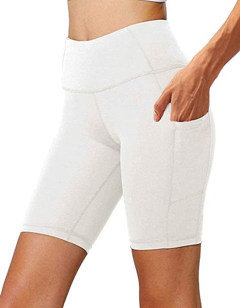 Amazon.com: Aoliks Women's High Waist Yoga Short Side Pocket Workout Tummy Control Bike Shorts Running Exercise Spandex Leggings White : Clothing, Shoes & Jewelry Workout Tummy, White Biker Shorts, Yoga Short, Bicycle Shorts, Spandex Leggings, Running Workout, Cycling Shorts, Yoga Shorts, Biker Shorts